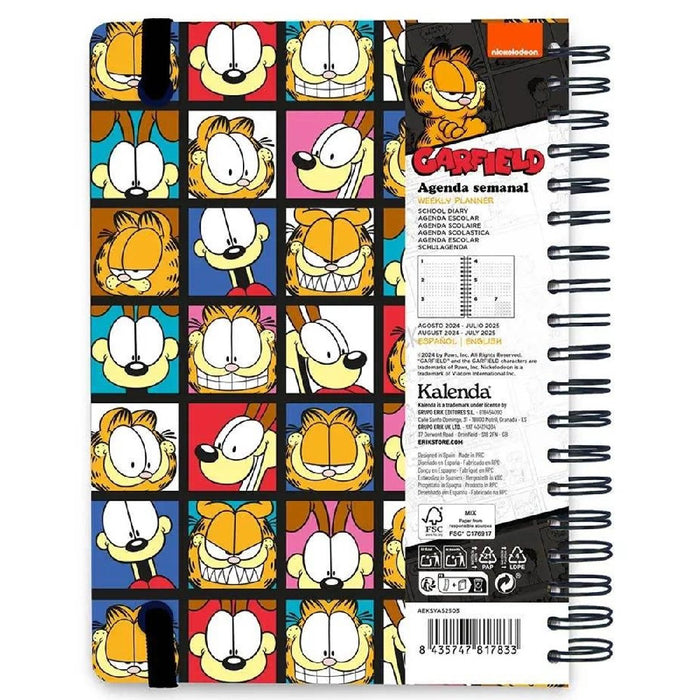Agenda A5 Garfield 2025/2026 Academic Diary Week to View 12 Months