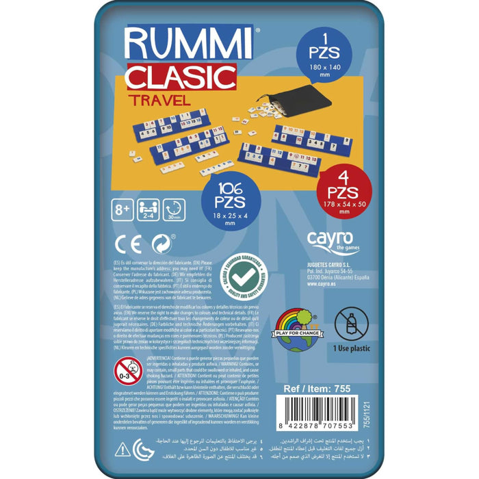 Rummy travel Cayro, remi clasic in cutie metalica pentru calatorii