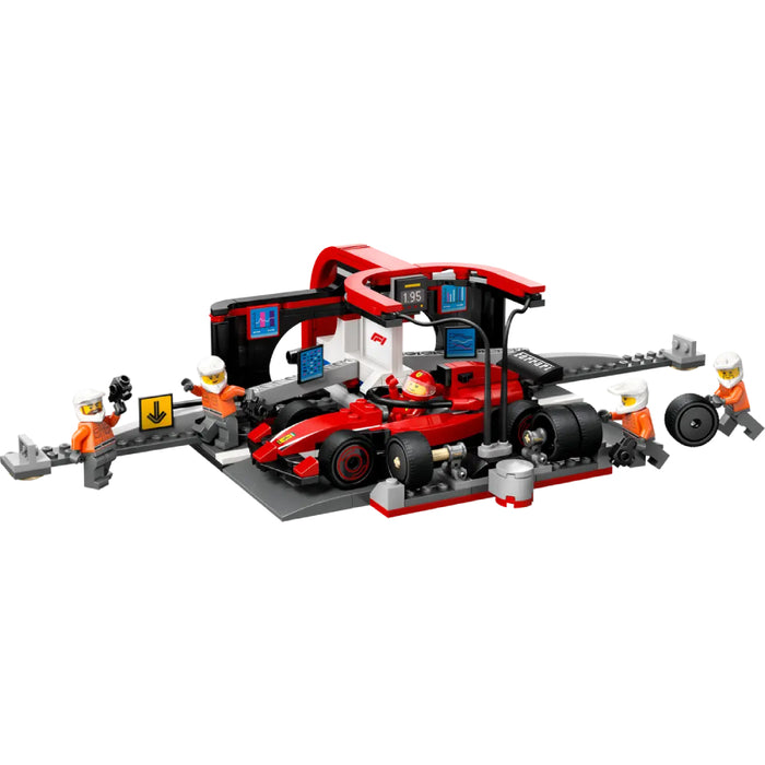 Lego City - Boxa si mecanici F1 cu masina Ferrari (60443)