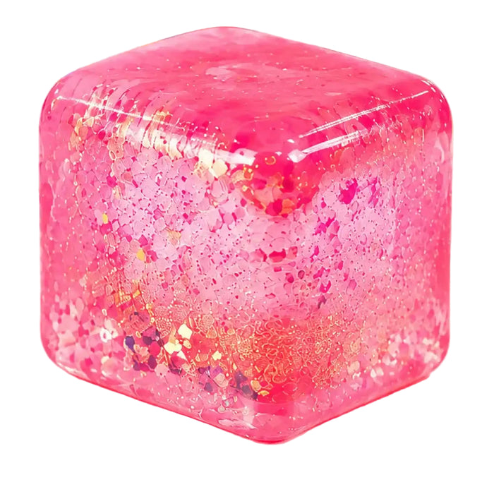 Jucarie Cool Mix antistres squishy, Cub cu gel si sclipici, moale si elastica, 5 cm