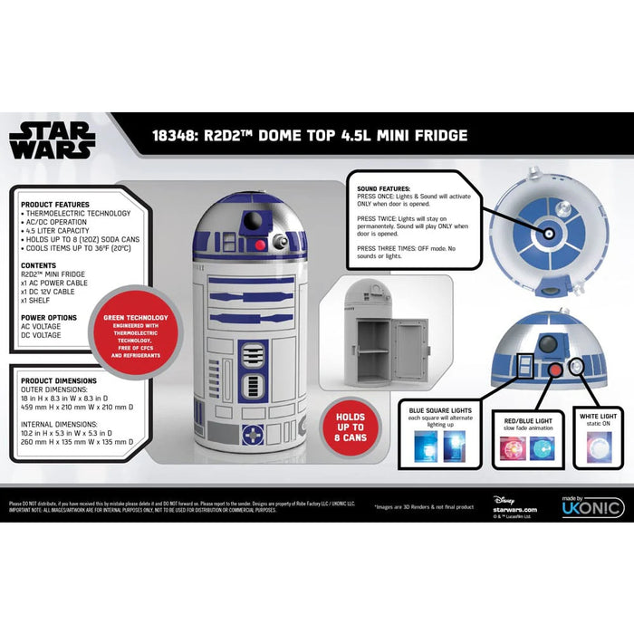 Precomanda Mini Frigider Termoelectric 2D Star Wars - R2D2 4.5 l