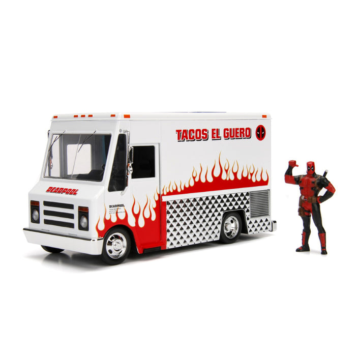Set Jada Marvel Camionul de Mancare Scara 1:24 si Figurina Metalica Deadpool