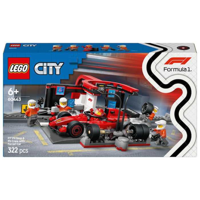 Lego City - Boxa si mecanici F1 cu masina Ferrari (60443)