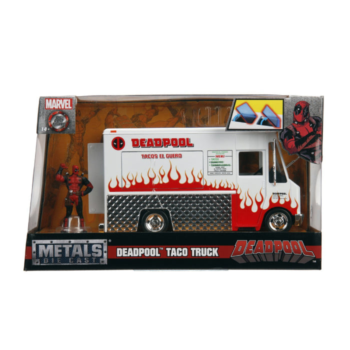 Set Jada Marvel Camionul de Mancare Scara 1:24 si Figurina Metalica Deadpool