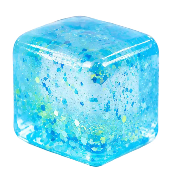 Jucarie Cool Mix antistres squishy, Cub cu gel si sclipici, moale si elastica, 5 cm