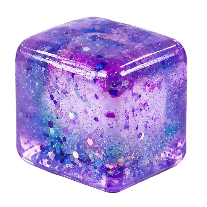 Jucarie Cool Mix antistres squishy, Cub cu gel si sclipici, moale si elastica, 5 cm