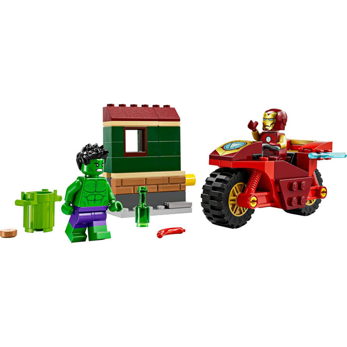 Lego Marvel Iron Man cu Motocicleta si Hulk