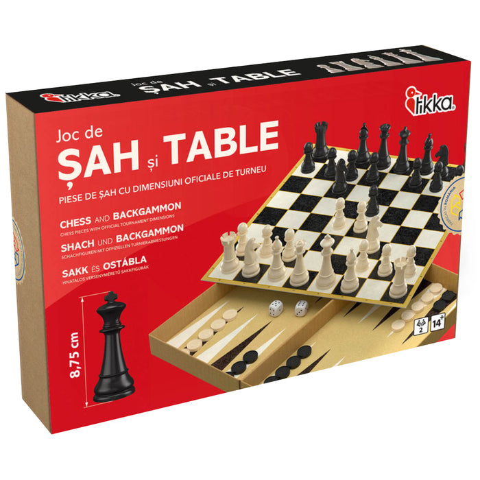 Joc Sah si Table, dimensiuni oficiale de concurs, rege 8.6 cm