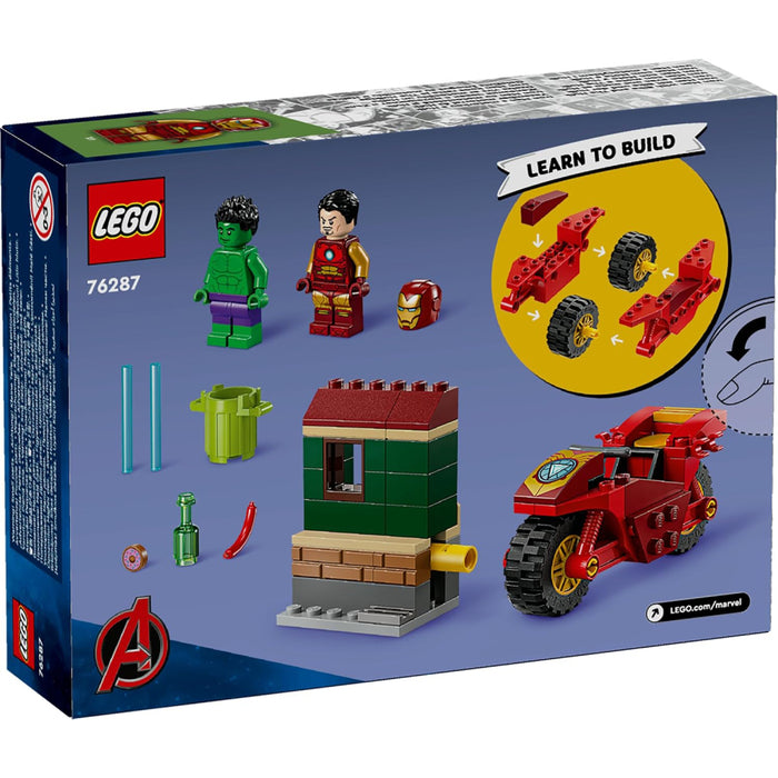 Lego Marvel Iron Man cu Motocicleta si Hulk