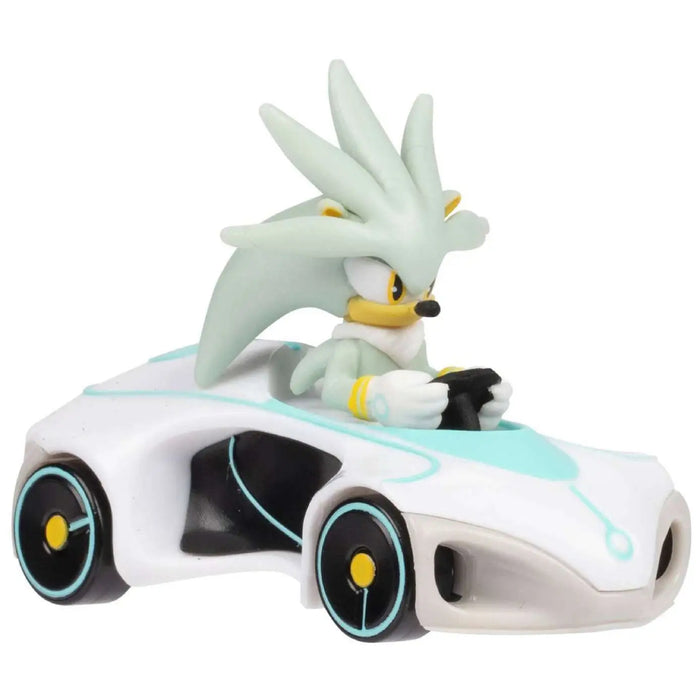 Vehicul din Metal cu Figurina 1:64 Nintendo Sonic - Silver, S5