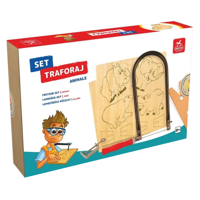 Set de traforaj, cu foi de placaj, cu figuri imprimate