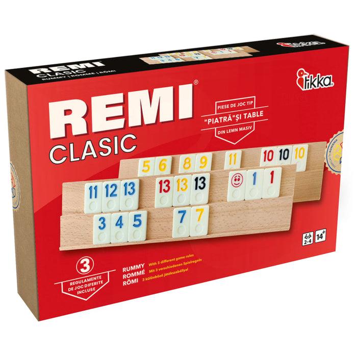 Joc Remi Clasic, cu piese tip piatra si tabla lemn masiv