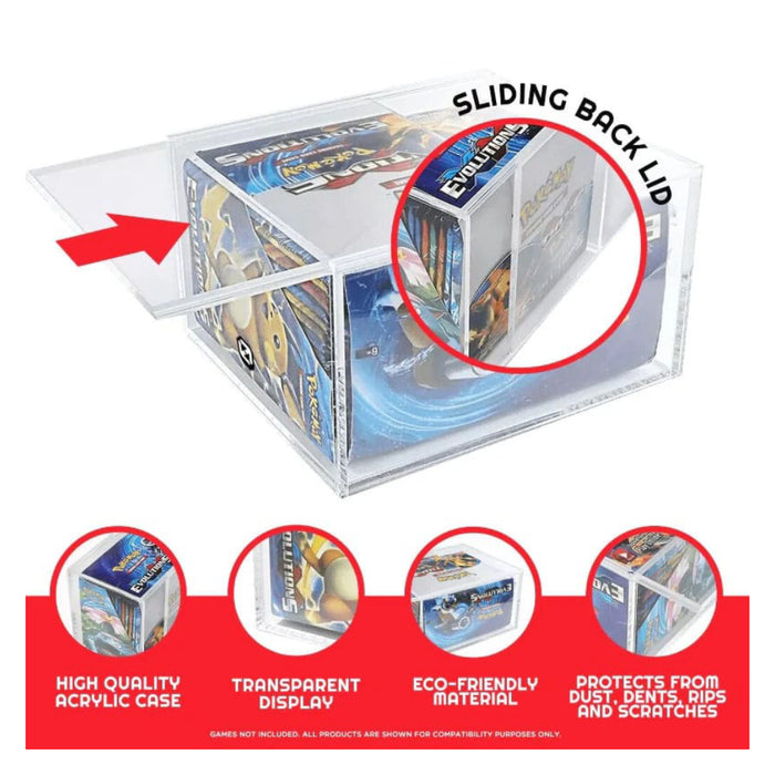 Evoretro Acrylic Display Case for Booster Boxes / Elite Trainer Boxes Ver. 1 with Sliding Lid