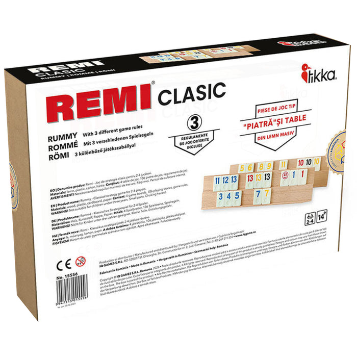 Joc Remi Clasic, cu piese tip piatra si tabla lemn masiv