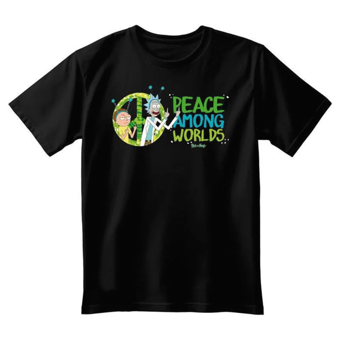 Tricou Unisex Rick and Morty - Peace Among Worlds, negru