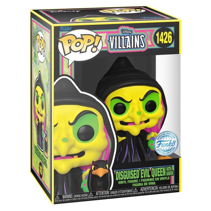 Figurina Funko POP & Buddy! Snow White Animation - Disguised Evil Queen with Raven (Black Light) Exclusive