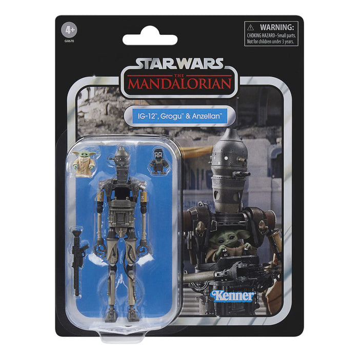 Set 3 Figurine Articulate Star Wars The Mandalorian Vintage Collection - IG-12, Grogu & Anzellan 10 cm