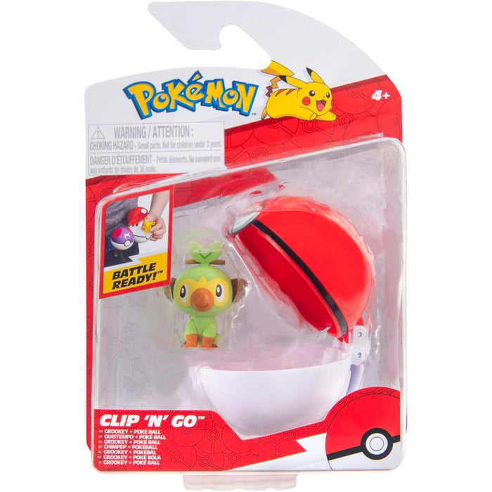 Set 2 Figurine Deluxe Pokemon - Clip n Go, Grookey + Poke Ball