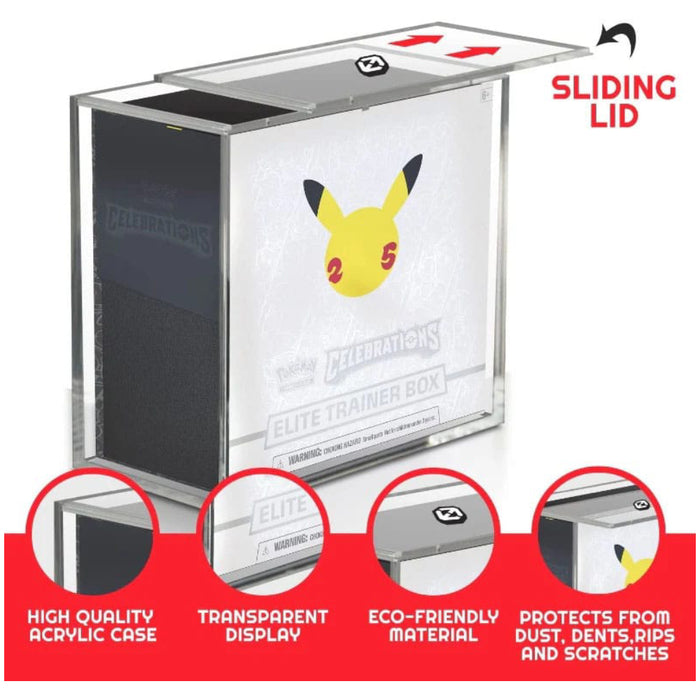 Evoretro Acrylic Display Case for Booster Boxes / Elite Trainer Boxes Ver. 2 with Sliding Lid
