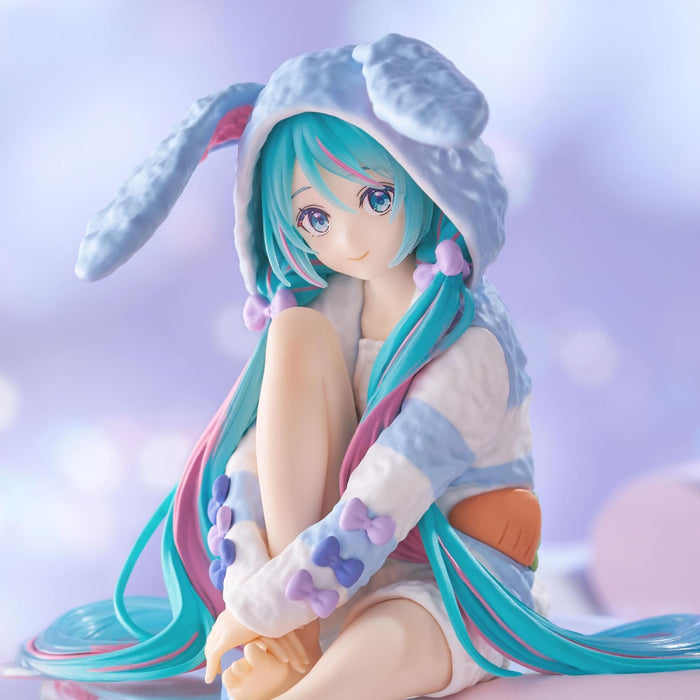 Figurina Hatsune Miku Noodle Stopper PVC - Hatsune Miku Rabbit Ear Hood Pajama Blue Color Ver 14 cm