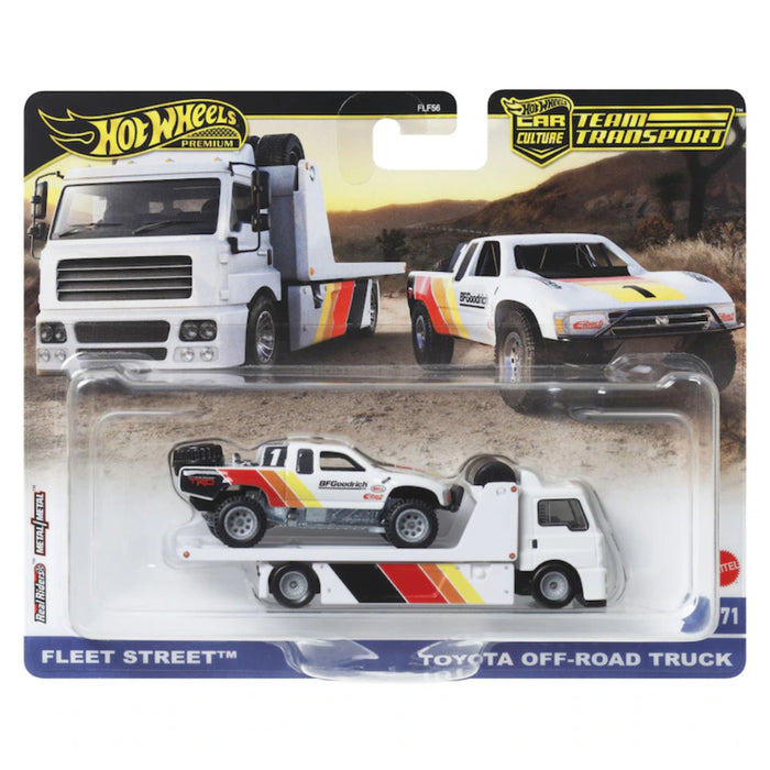 Set 2 Masinute Hot Wheels - Transportator Fleet Street cu Toyota Off Road Truck Scara 1:64
