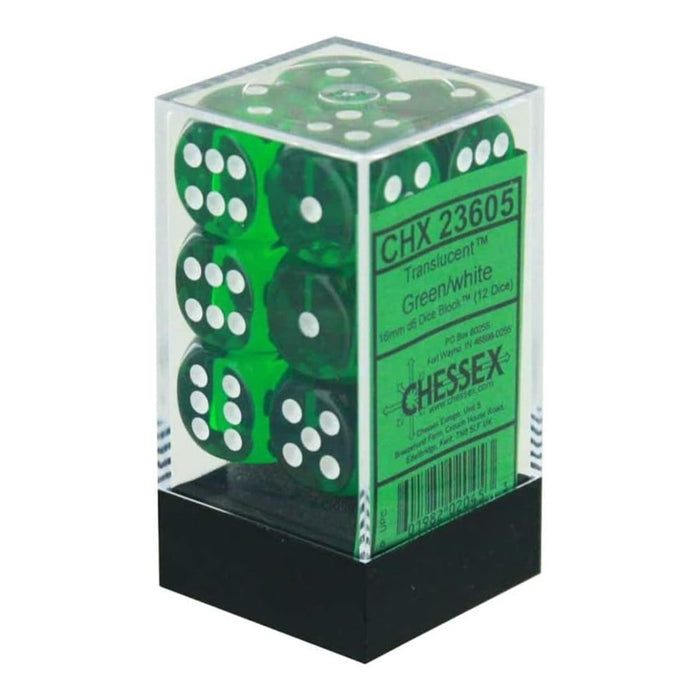 Set 12 Zaruri Chessex Translucent 16mm d6 Dice Blocks