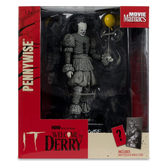 Figurina It Welcome to Derry Movie Maniacs - Pennywise (Black & White) 16 cm