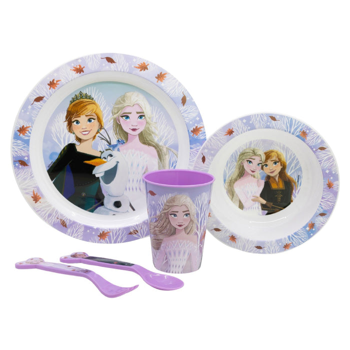 Set masa pentru copii, plastic - 5 piese, Regatul de Gheata, potrivit pentru microunde
