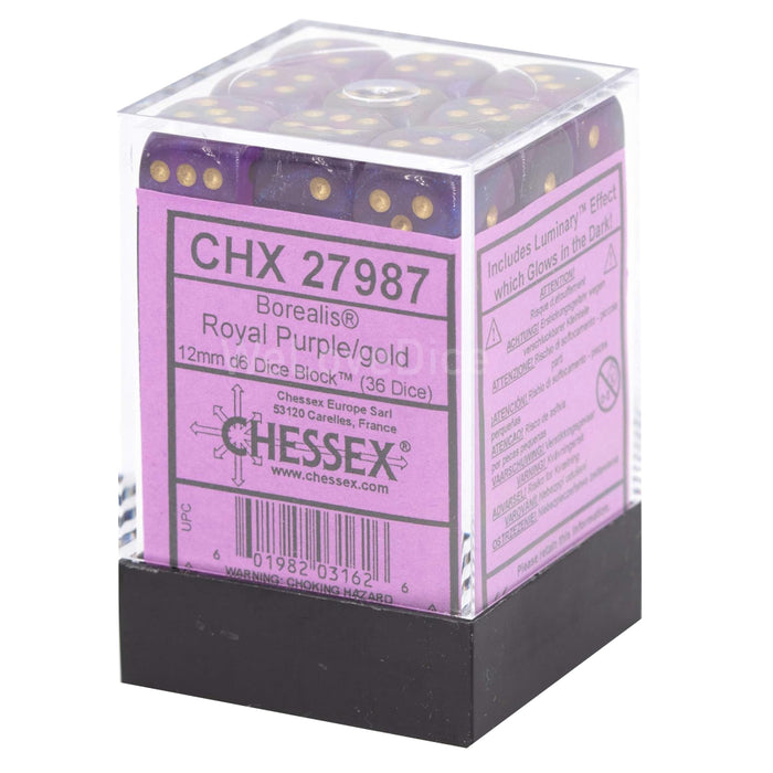 Set 36 Zaruri Chessex Borealis 12mm d6 - Luminary
