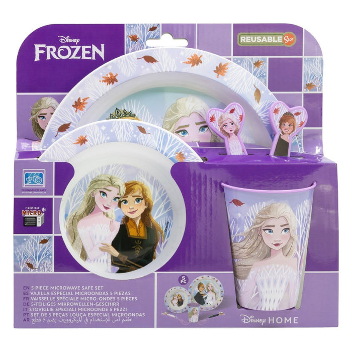 Set masa pentru copii, plastic - 5 piese, Regatul de Gheata, potrivit pentru microunde
