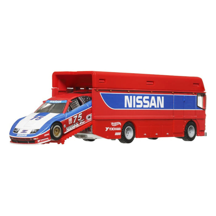 Set 2 Masinute Hot Wheels - Transportator Euro Hauler cu Nissan 300 ZX GTS Scara 1:64