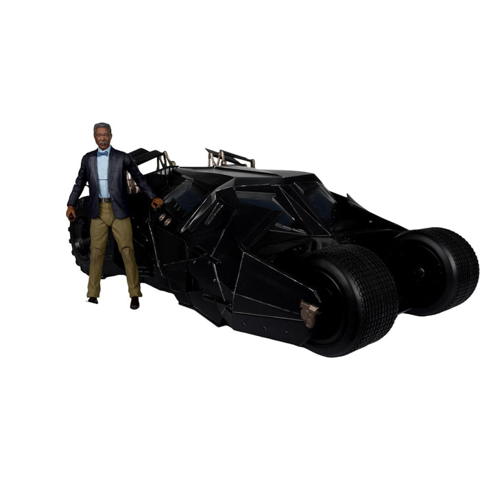 Set Figurina Articulata si Vehicul DC Multiverse Tumbler with Lucius Fox (The Dark Knight) (Gold Label)