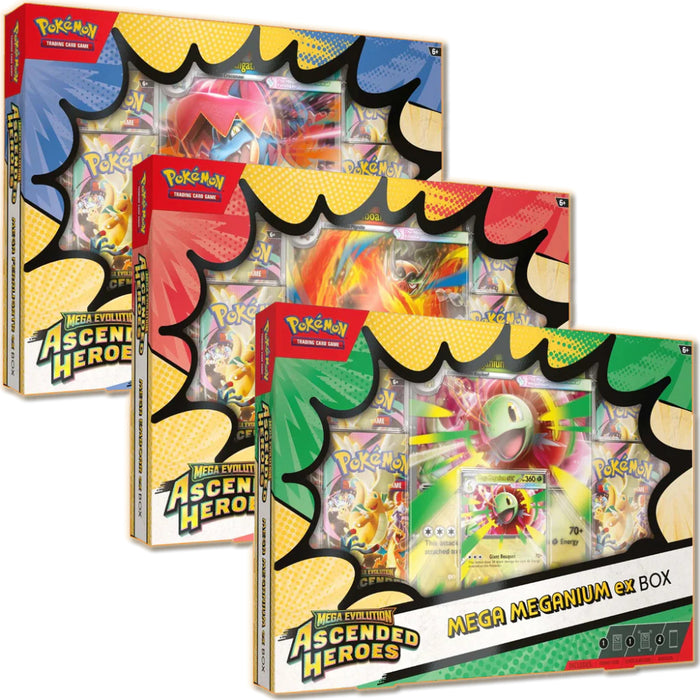 Precomanda Pokemon TCG - Mega Evolution - Ascended Heroes ex Box (set de 3 pachete)