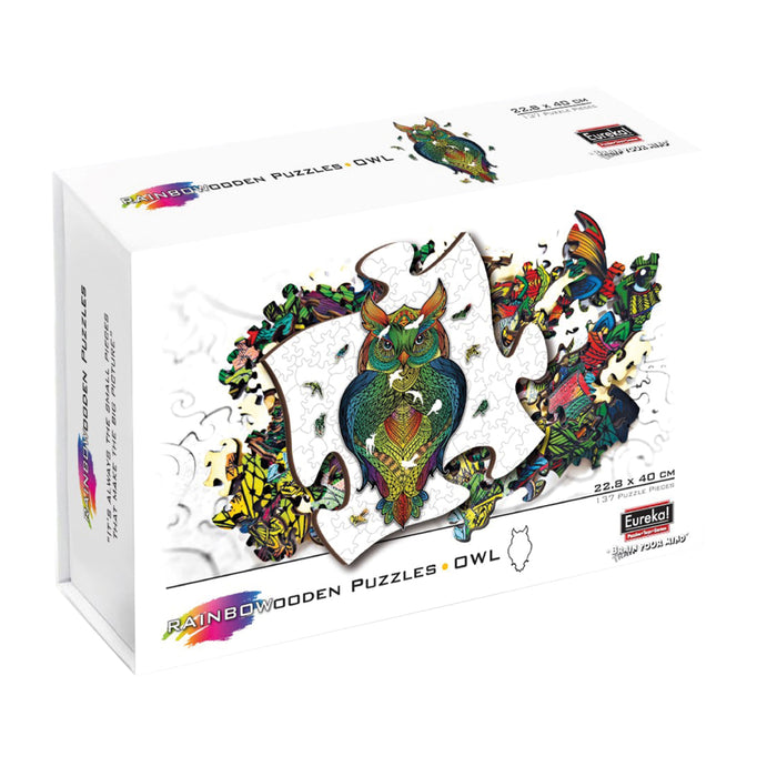 Puzzle din Lemn Multicolorat - Bufnita, 137 piese