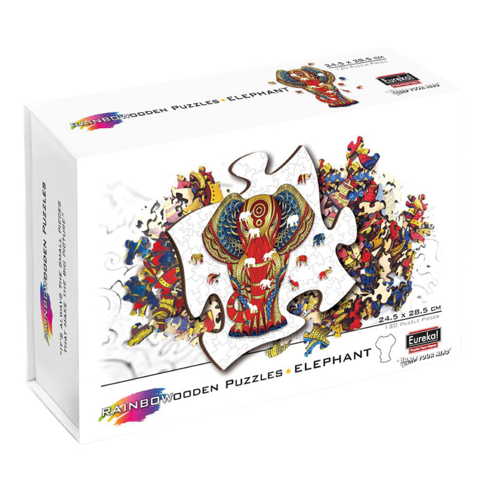 Puzzle din Lemn Multicolorat - Elefant, 120 piese