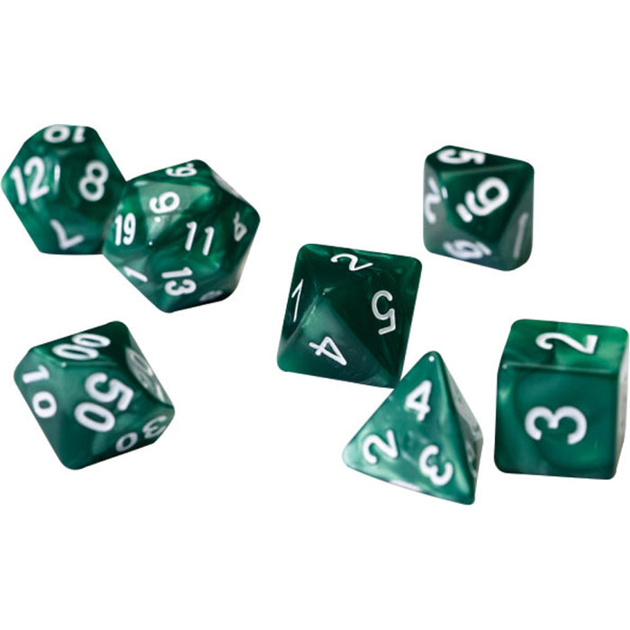 Set 7 Zaruri Sirius Dice - Pearl Green Acrylic