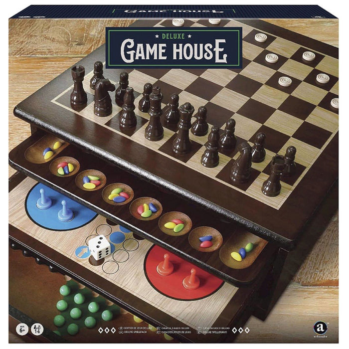 Set 10 Jocuri Deluxe in Cutie din Lemn