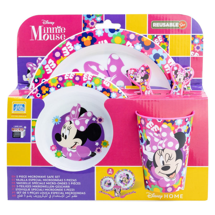 Set masa pentru copii, plastic - 5 piese, Minnie, potrivit pentru microunde