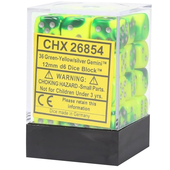 Set 36 Zaruri Chessex Gemini 12mm d6 Dice Blocks with pips