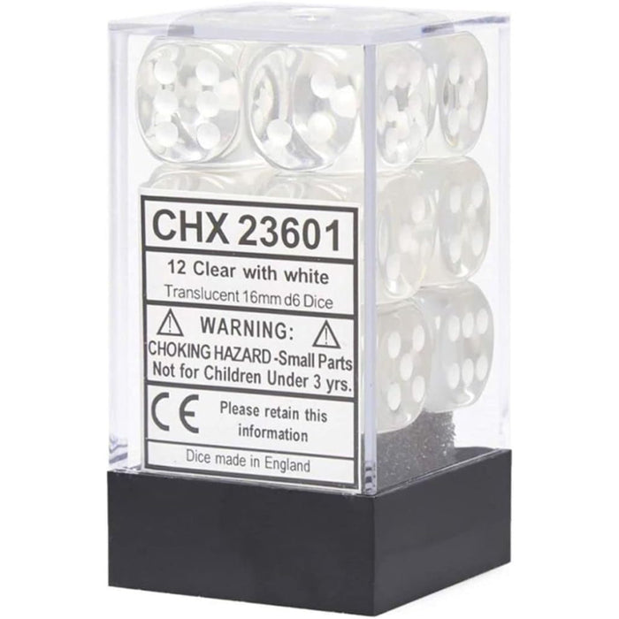 Set 12 Zaruri Chessex Translucent 16mm d6 Dice Blocks