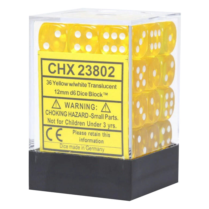 Set 36 Zaruri Chessex Translucent 12mm d6