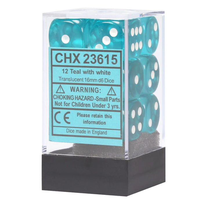 Set 12 Zaruri Chessex Translucent 16mm d6 Dice Blocks