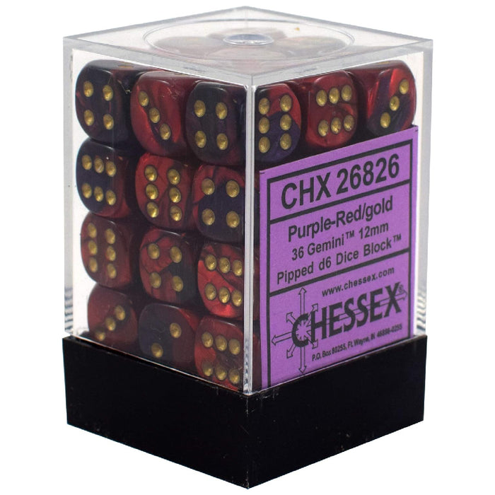 Set 36 Zaruri Chessex Gemini 12mm d6 Dice Blocks with pips