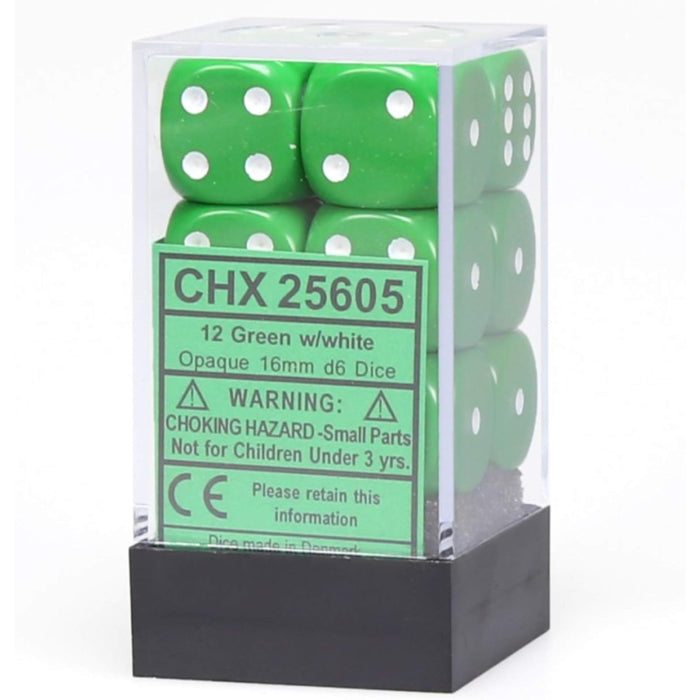 Set 12 Zaruri Chessex Opaque Pastel 16mm d6 Dice Block