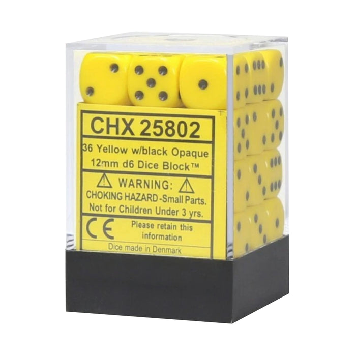 Set 36 Zaruri Chessex Opaque 12mm d6 Dice Block
