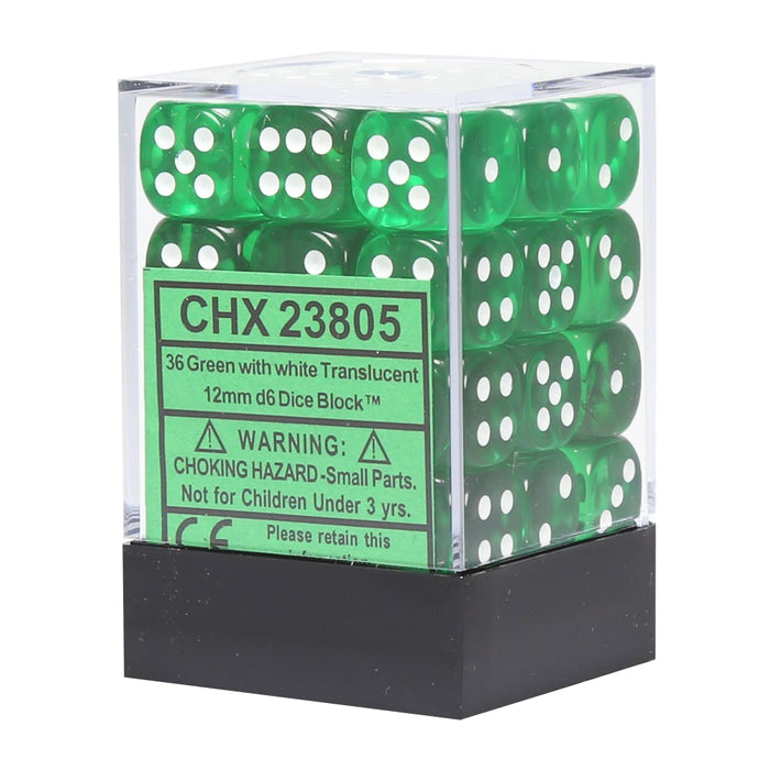 Set 36 Zaruri Chessex Translucent 12mm d6