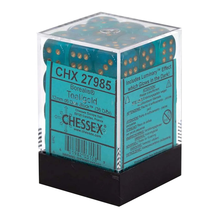Set 36 Zaruri Chessex Borealis 12mm d6 - Luminary