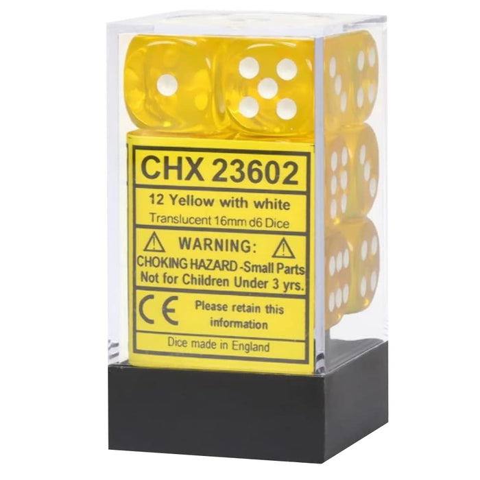 Set 12 Zaruri Chessex Translucent 16mm d6 Dice Blocks