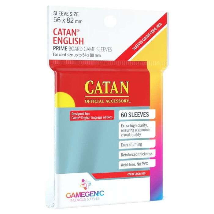 Sleeve-uri Gamegenic - PRIME Catan-Sized Sleeves 56 x 82 mm - Clear (60 Bucati) - Red Goblin
