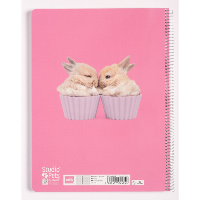 Notebook cu Sina A4 Polipropilena 4x4 Cover Microperforated Studio Pets Rabbits - Red Goblin